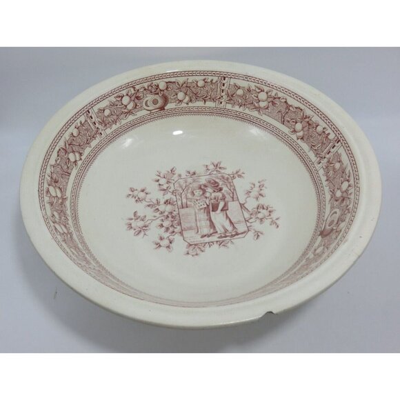 Mother Hubbard Antique Large Bowl Old Hall Earthenware Transferware England 14" - Picture 6 of 10